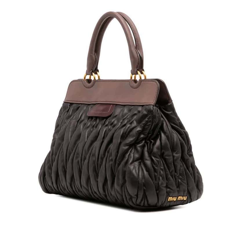 Miu Miu Matelasse Leather Turnlock Tote Black Leather Good condition - Back View