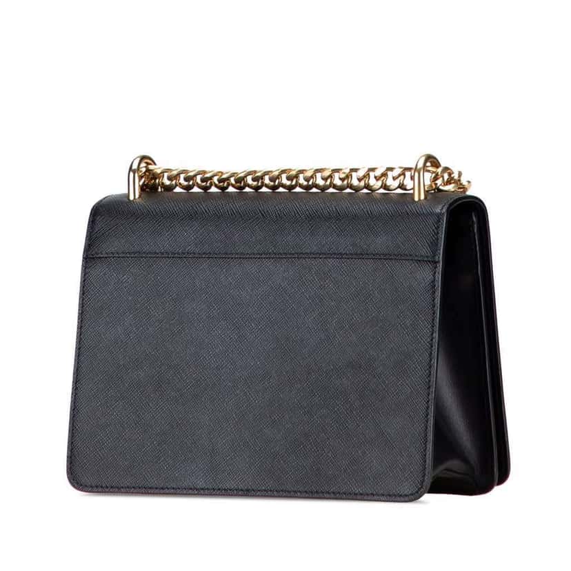 Prada Saffiano Lux Chain Crossbody Black Leather Good condition - Back View