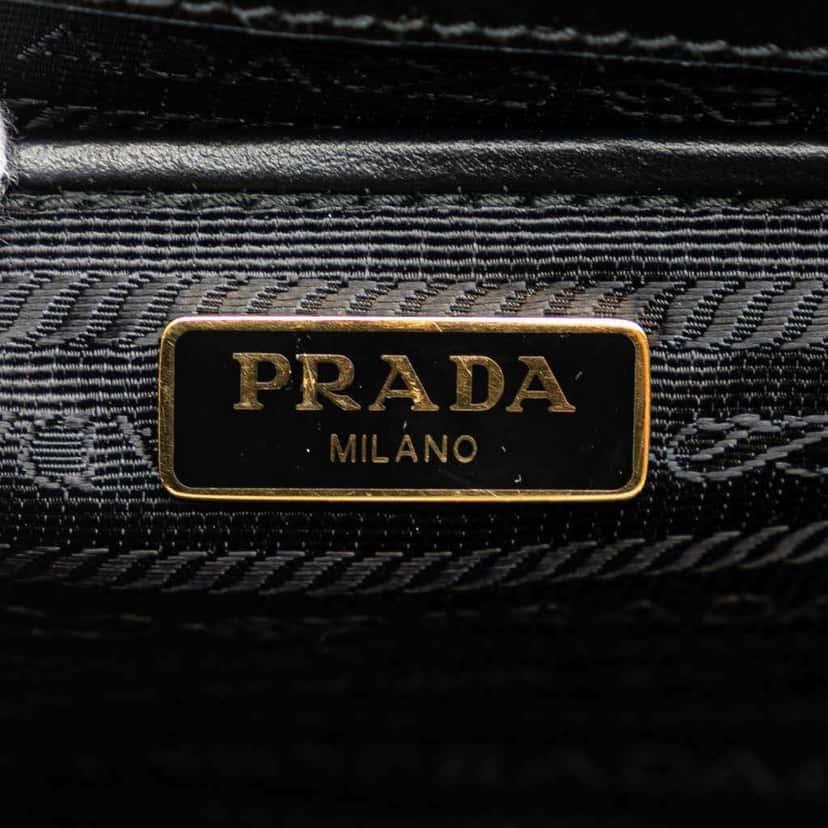 Prada Saffiano Lux Chain Crossbody Black Leather Good condition - Box View