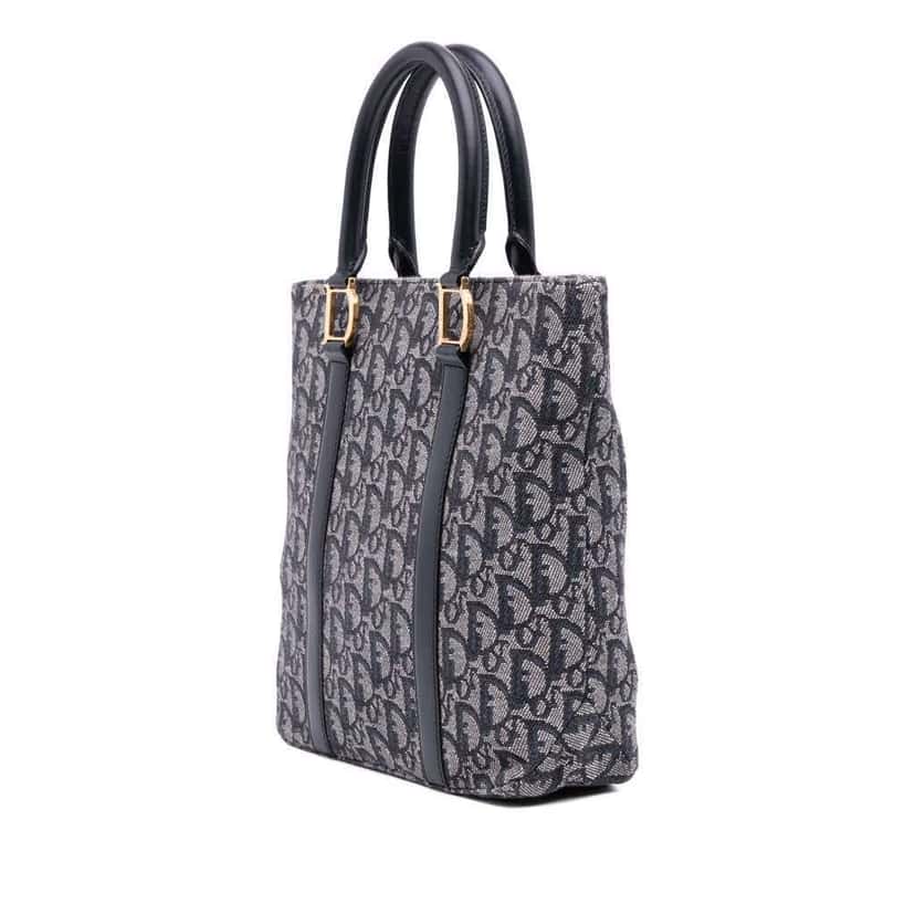 Dior Diorissimo Trotter Canvas Tote Blue Canvas Very good condition - Back View