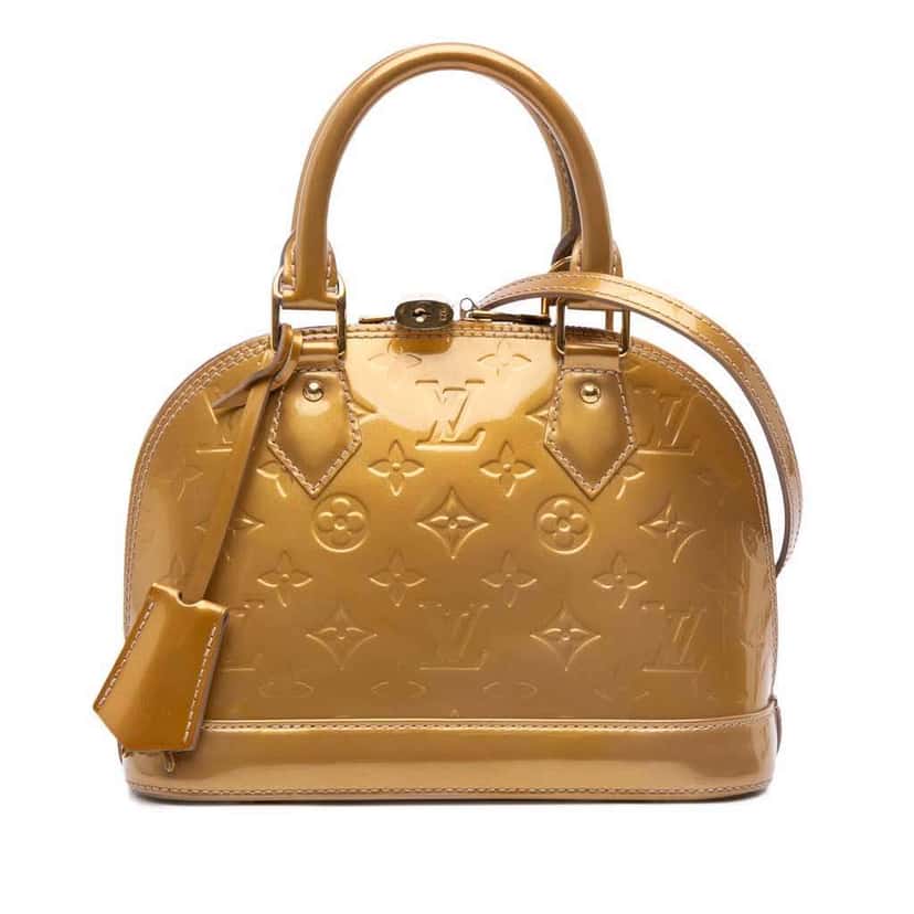 Louis Vuitton Monogram Vernis Alma BB Gold Leather Good condition - Front View