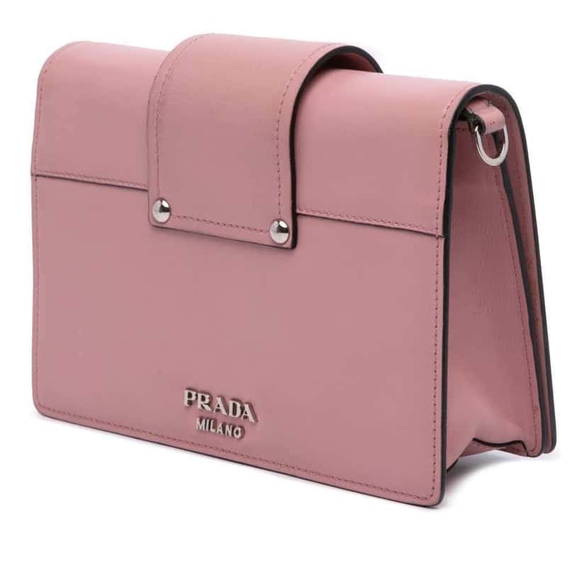 Prada City Calf Plex Ribbon Crossbody Pink Leather Good condition - Back View