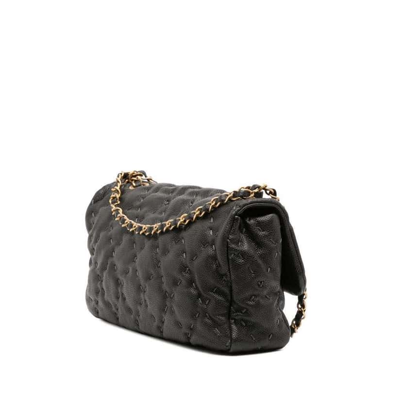 Chanel Caviar Wild Stitch Flap Black Leather Good condition - Back View