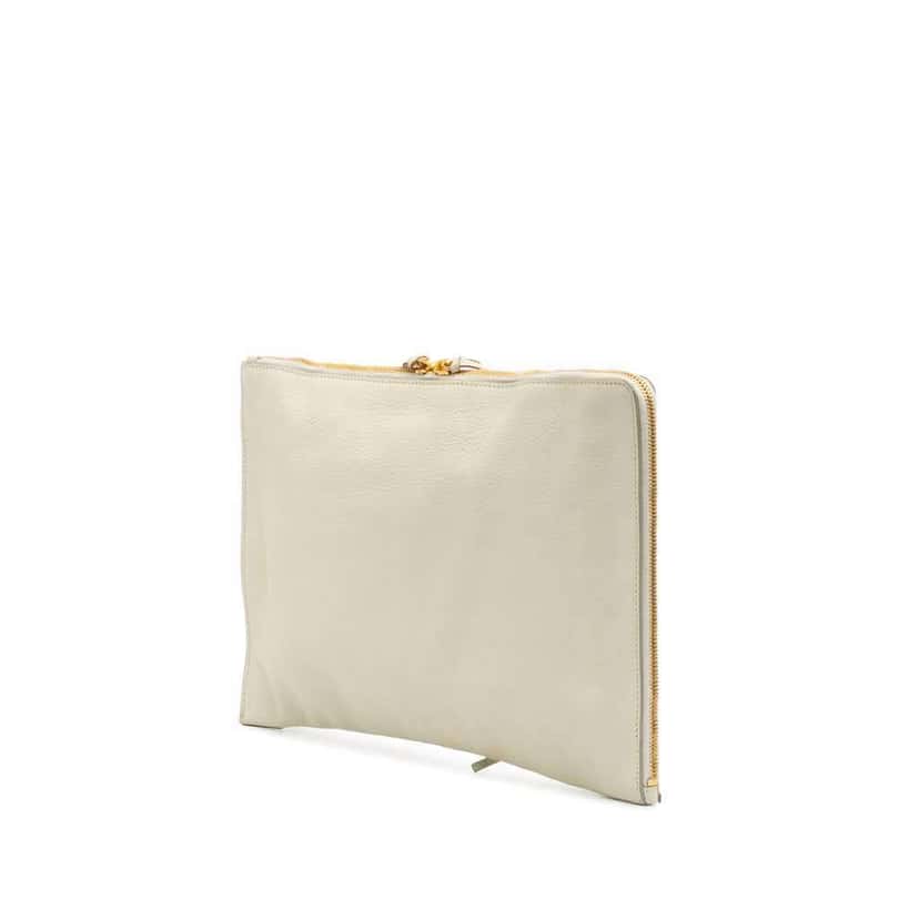 Balenciaga Chevre Motocross Classic Metallic Edge Clutch White Leather Good condition - Back View