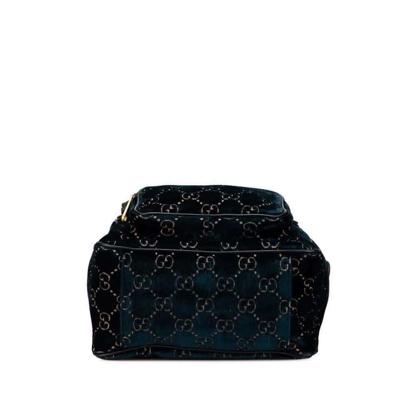 Gucci GG Velvet Double Buckle Backpack Blue Velvet Good condition - Inside View
