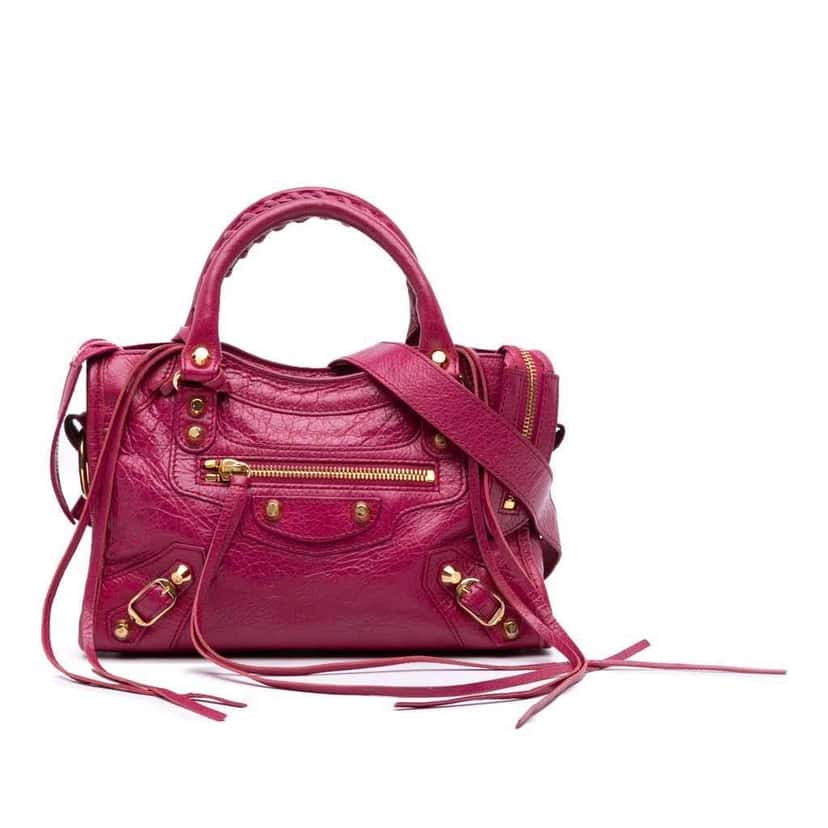 Balenciaga Mini Lambskin Motocross Giant 12 City Satchel Pink Leather Good condition - Front View