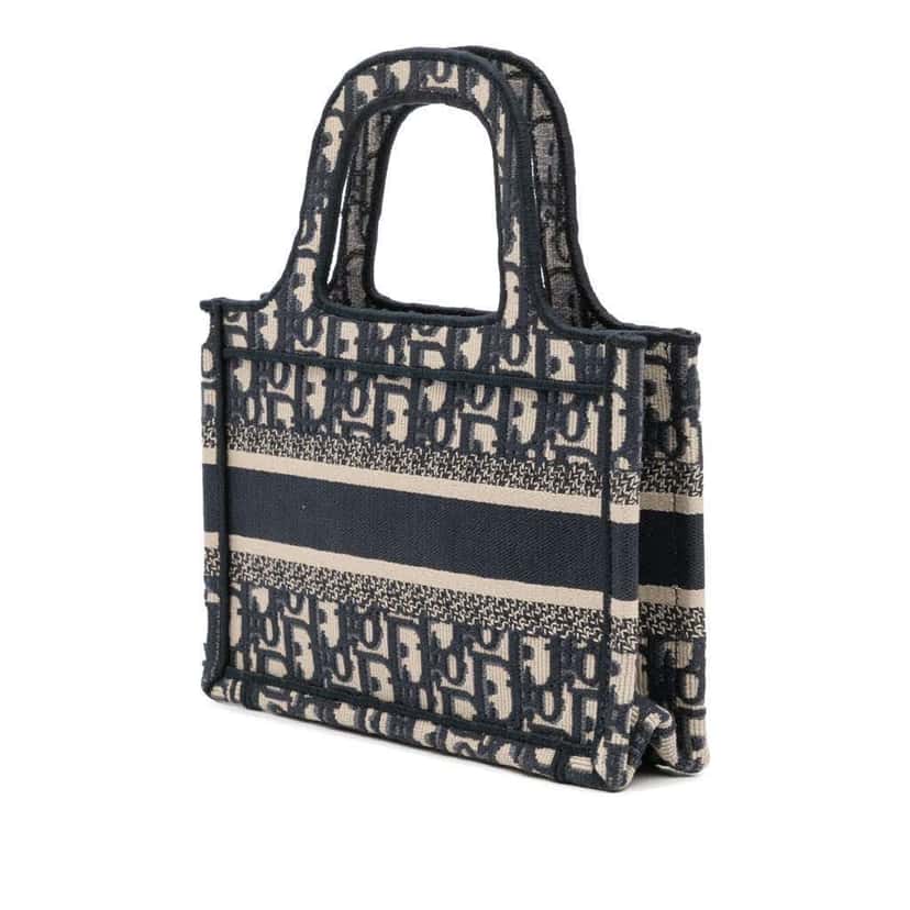 Dior Mini Oblique Canvas Book Tote Blue Canvas Good condition - Back View