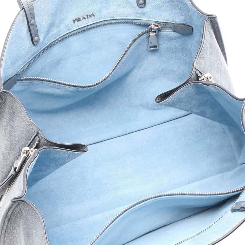 Prada Glace Calf Etiquette Tote Grey Leather Good condition - Inside View