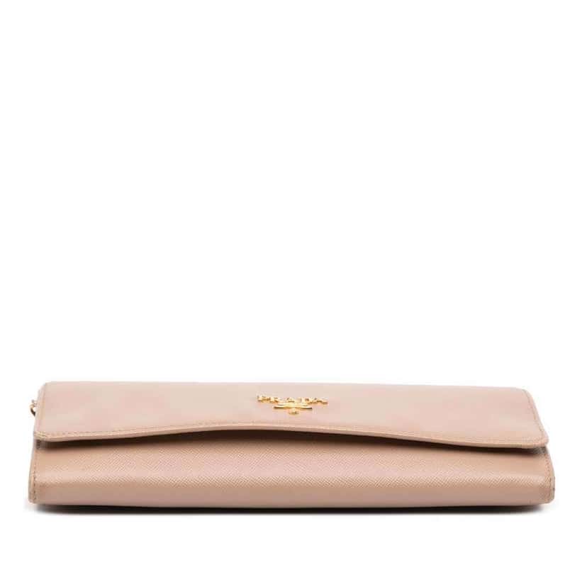 Prada Saffiano Metal Oro Chain Wallet Brown Leather Good condition - Inside View