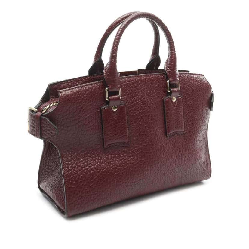 Burberry Medium Grained Leather Clifton Satchel Red Leather Good condition - Back View