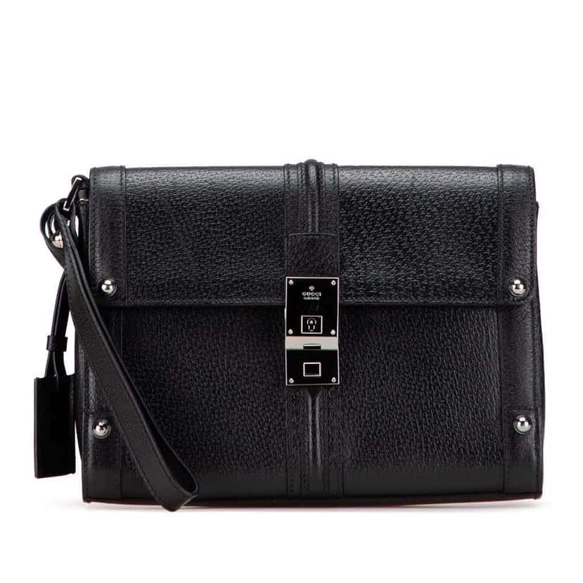 Gucci Studded Leather Clutch Black Leather Good condition - Front View
