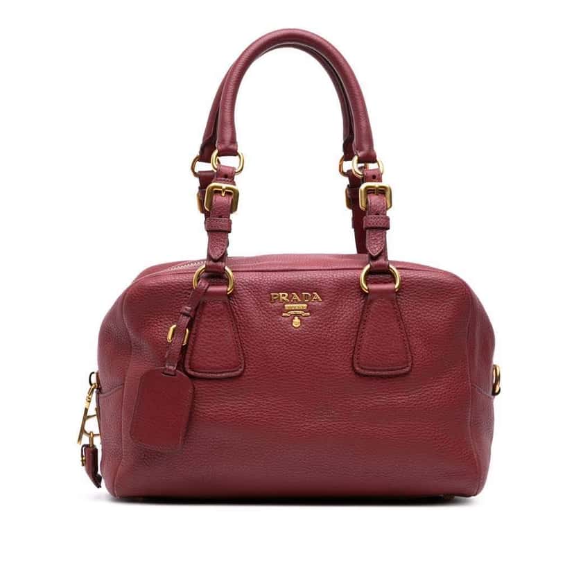 Prada Vitello Daino Bauletto Red Leather Good condition - Front View