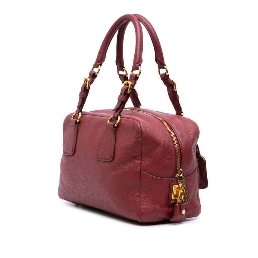 Prada Vitello Daino Bauletto Red Leather Good condition - Back View
