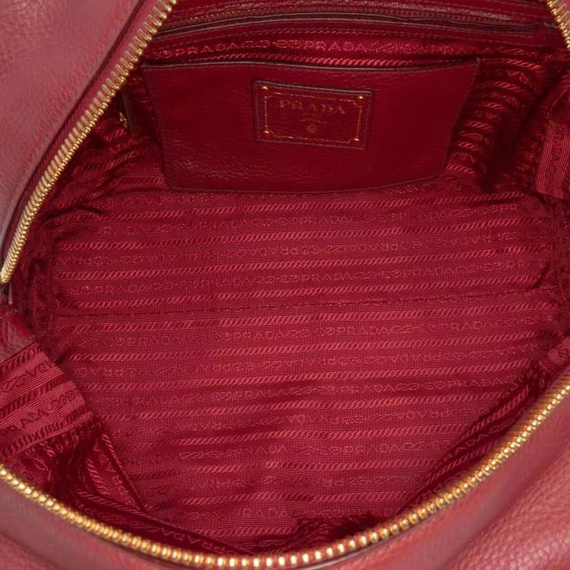 Prada Vitello Daino Bauletto Red Leather Good condition - Model View