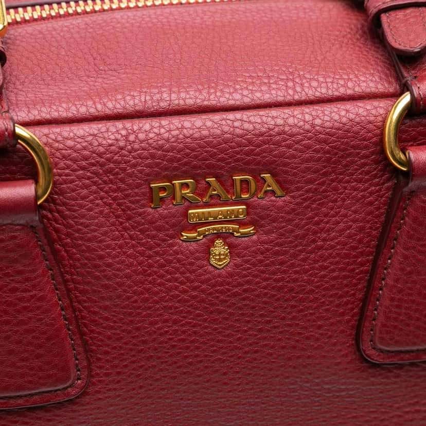 Prada Vitello Daino Bauletto Red Leather Good condition - Box View