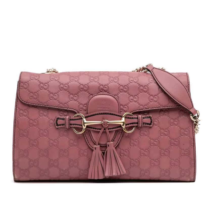 Gucci Medium Guccissima Emily Shoulder Bag Pink Leather Good condition - Front View