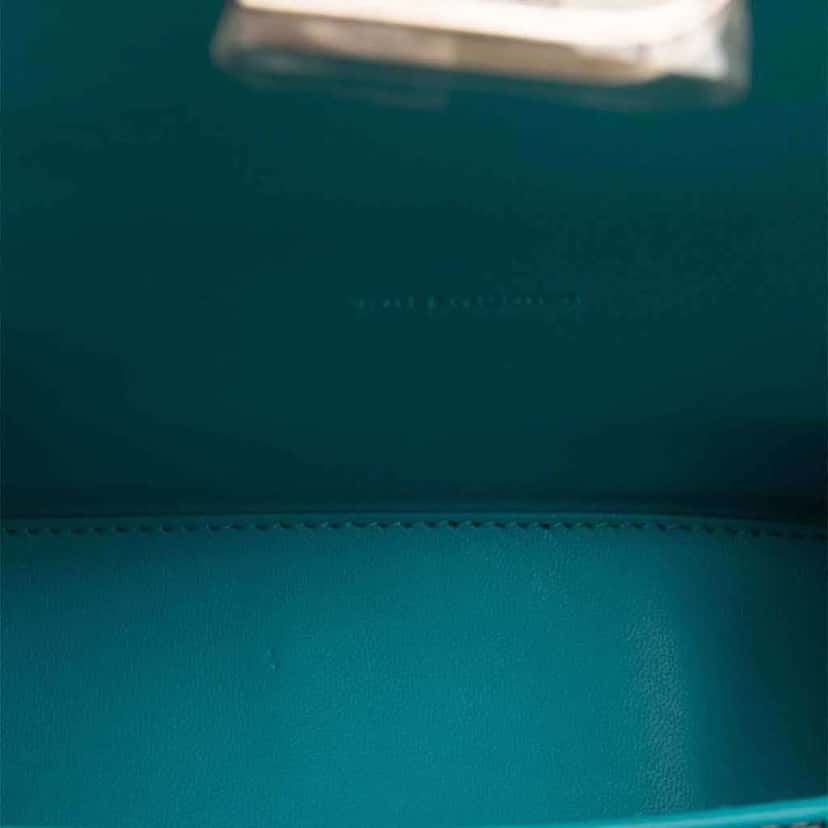 Balenciaga XS Croc Embossed Hourglass Top Handle Bag Blue Leather Good condition - Model View