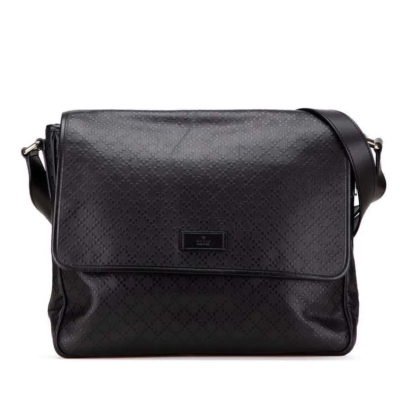 Gucci Diamante Leather Bright Hilary Lux Flap Crossbody Black Leather Good condition - Front View