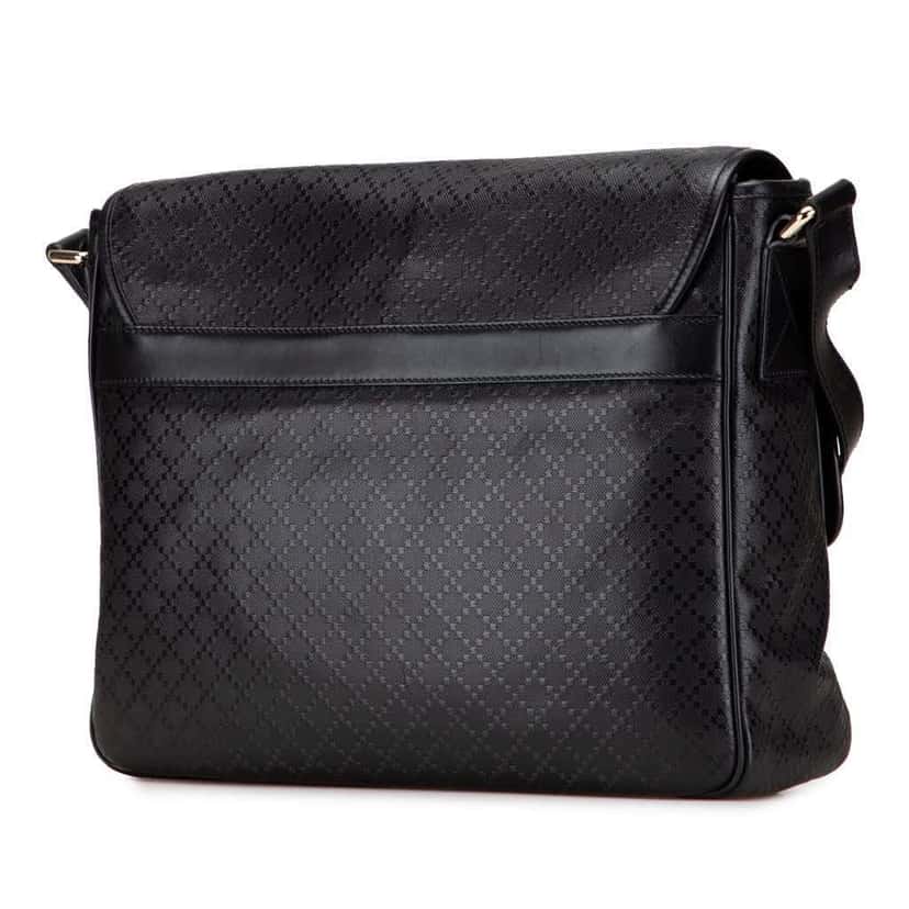 Gucci Diamante Leather Bright Hilary Lux Flap Crossbody Black Leather Good condition - Back View