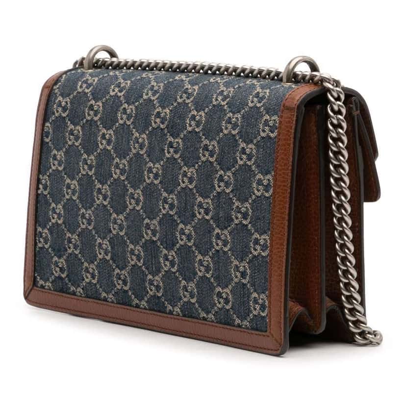 Gucci Small GG Denim Dionysus Shoulder Bag Blue Denim Very good condition - Back View