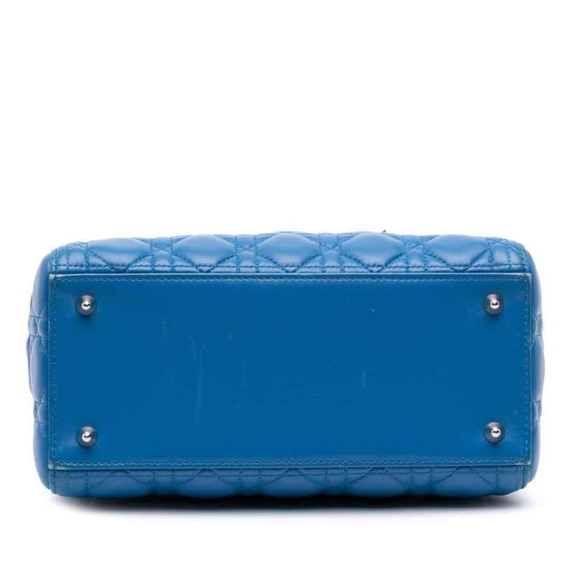 Dior Medium Lambskin Cannage Lady Dior Blue Leather Good condition - Inside View