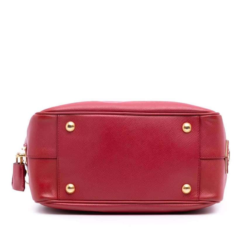 Prada Saffiano Lux Convertible Bowler Bag Red Leather Good condition - Inside View