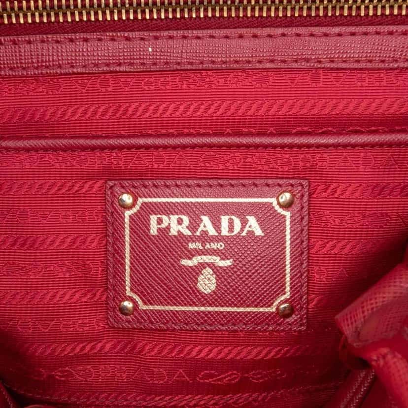 Prada Saffiano Lux Convertible Bowler Bag Red Leather Good condition - Box View