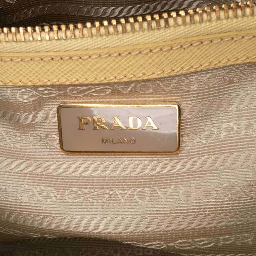 Prada Saffiano Lux Satchel Yellow Leather Good condition - Box View