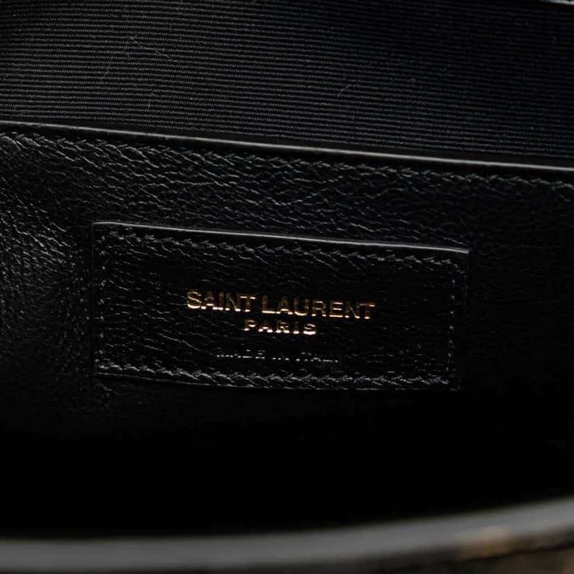 Saint Laurent Medium Shiny Croc Embossed Manhattan Shoulder Bag Black Leather Good condition - Box View