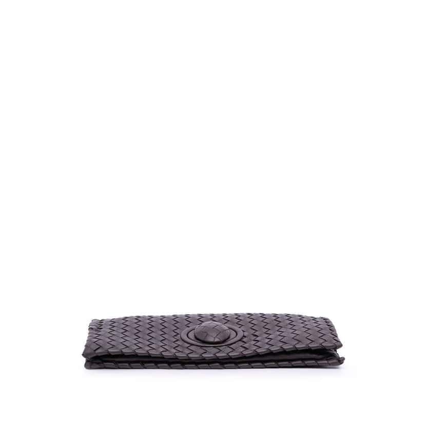 Bottega Veneta Nappa Intrecciato Turn Lock Clutch Brown Leather Good condition - Inside View