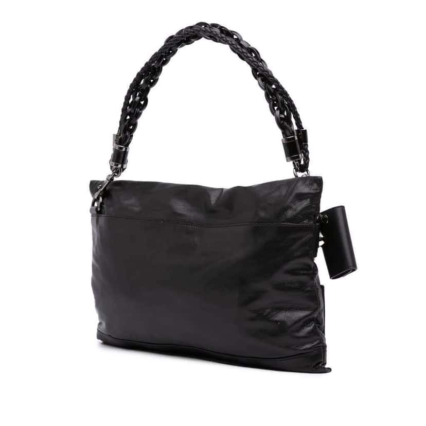Gucci Studded Calfskin Shoulder Bag Black Leather Good condition - Back View