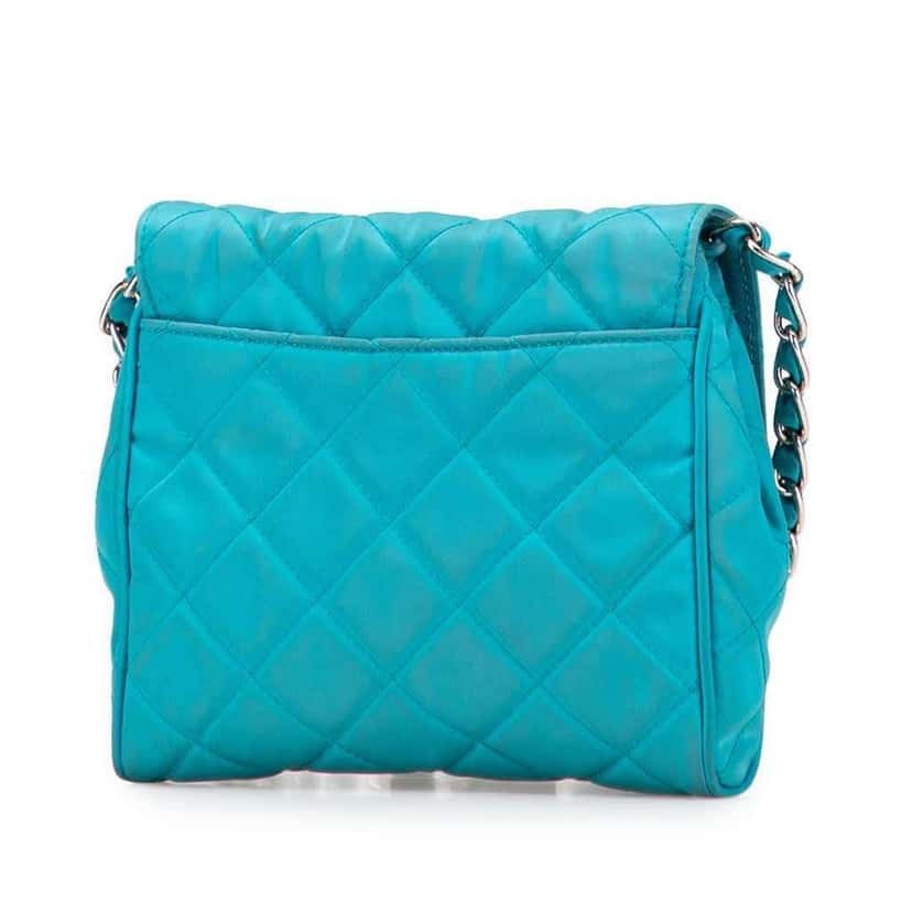 Prada Impuntu Tessuto Chain Crossbody Blue Good condition - Back View