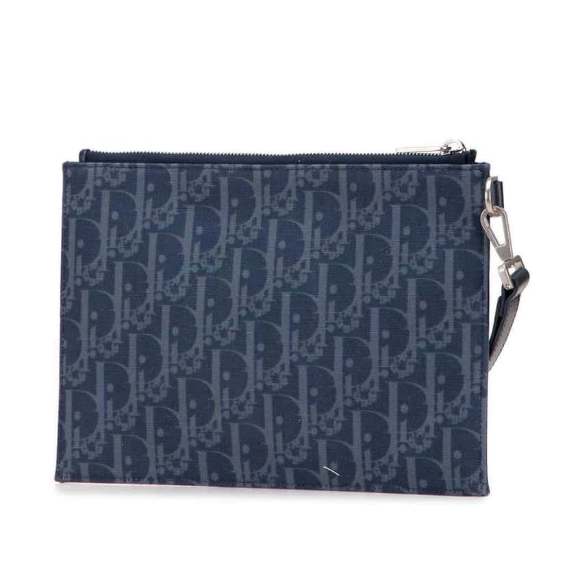Dior Oblique Denim Tears A5 Flat Pouch Blue Denim Very good condition - Back View
