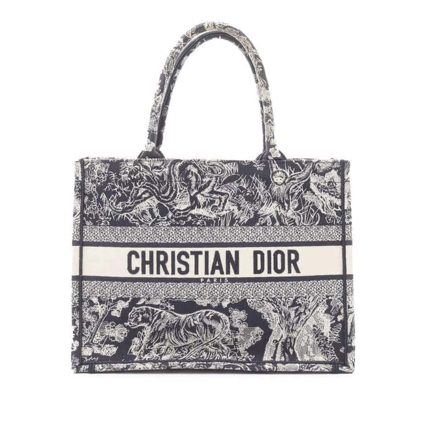 Dior Medium Canvas Embroidered Reverse Dioriviera Toile De Jouy Book Tote Blue Canvas Good condition - Front View