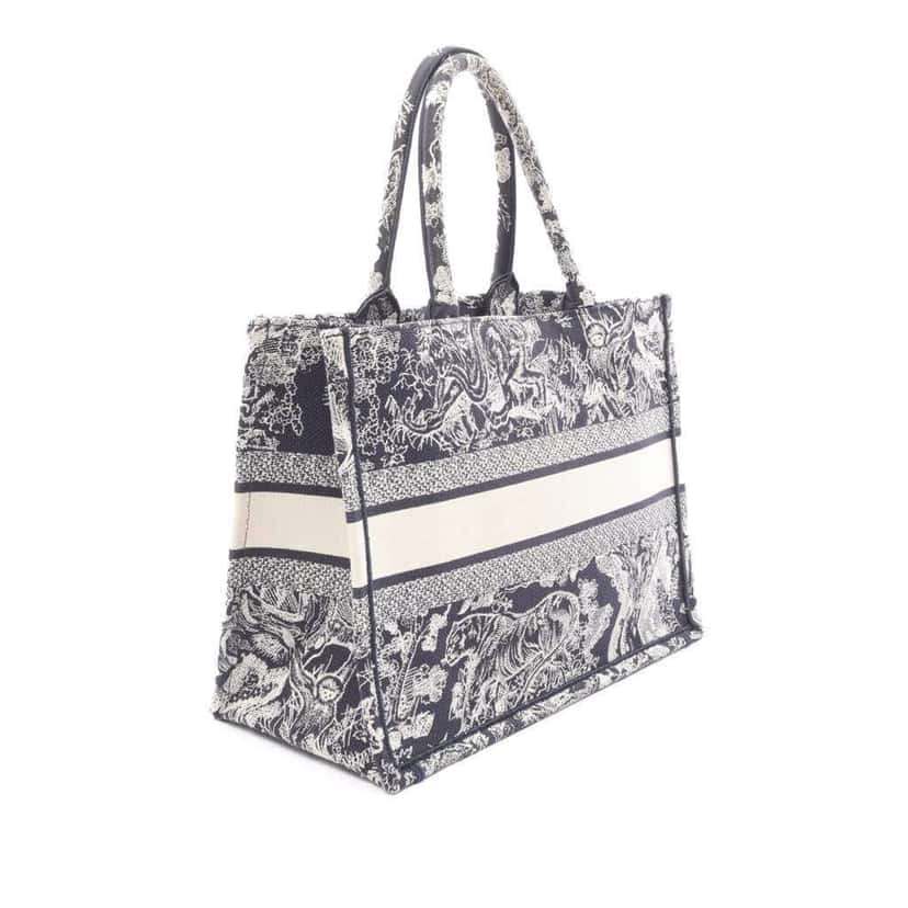 Dior Medium Canvas Embroidered Reverse Dioriviera Toile De Jouy Book Tote Blue Canvas Good condition - Back View