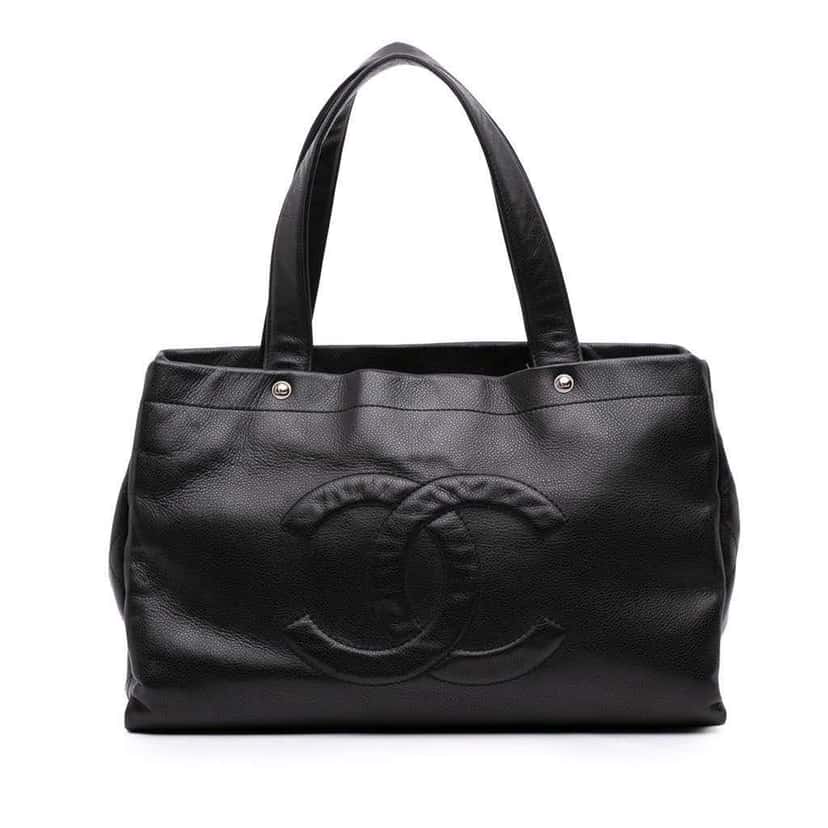 Chanel CC Caviar Tote Black Leather Good condition - Front View