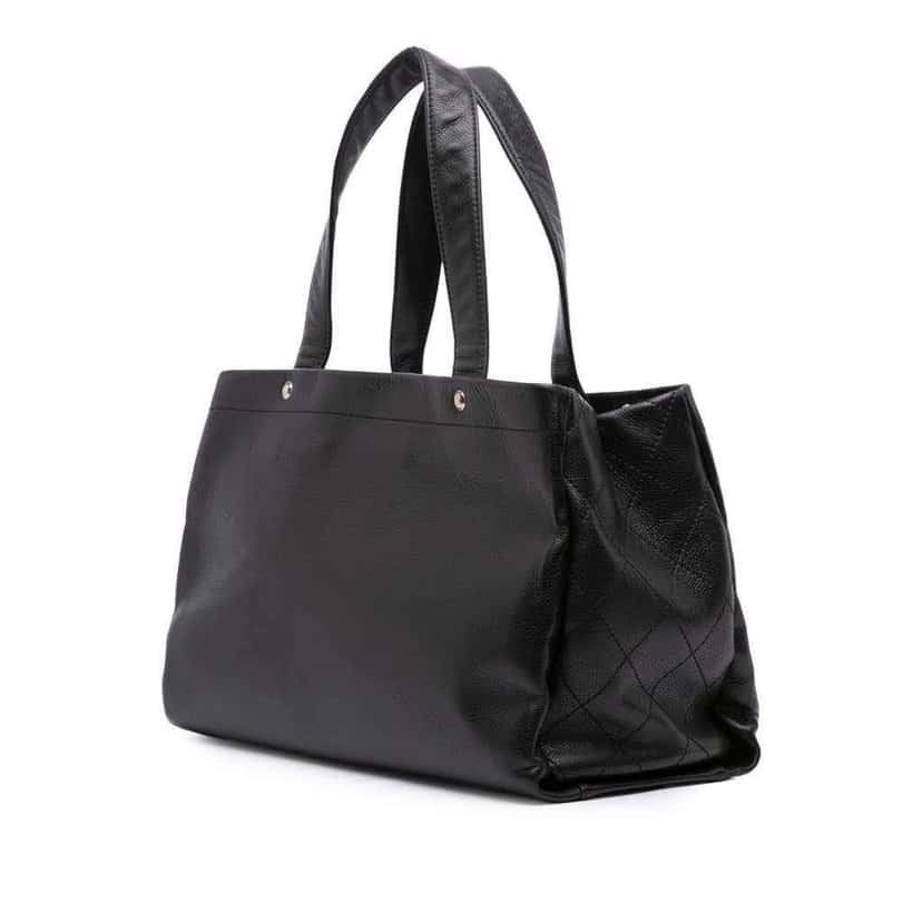 Chanel CC Caviar Tote Black Leather Good condition - Back View