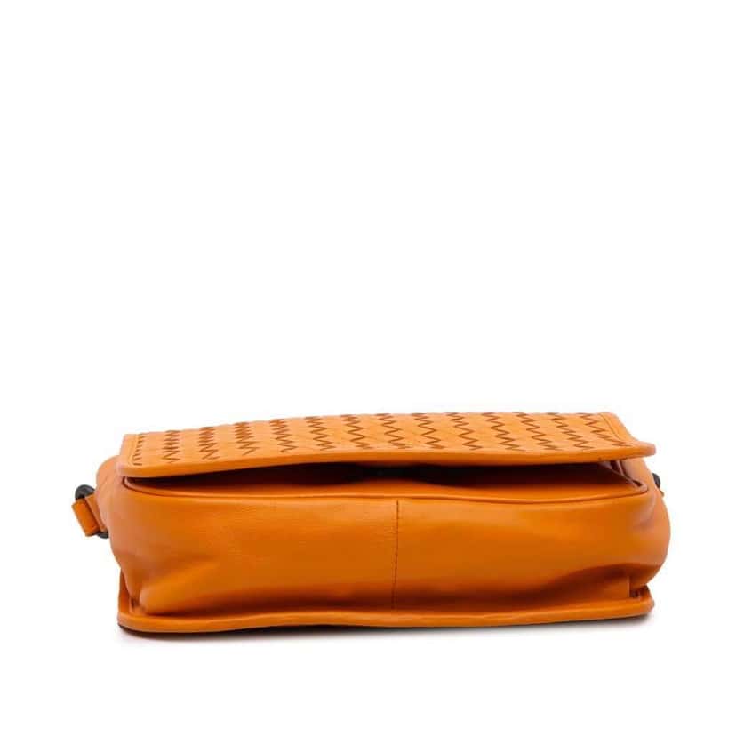 Bottega Veneta Nappa Intrecciato Flap Crossbody Orange Leather Good condition - Inside View
