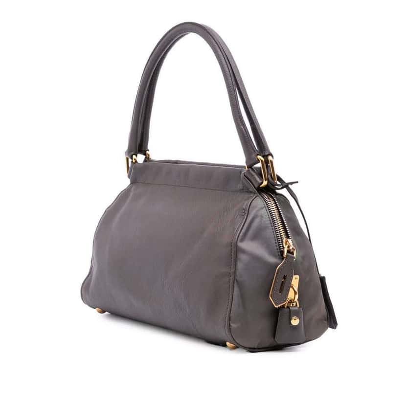 Prada Saffiano Frame Handbag Grey Leather Good condition - Back View