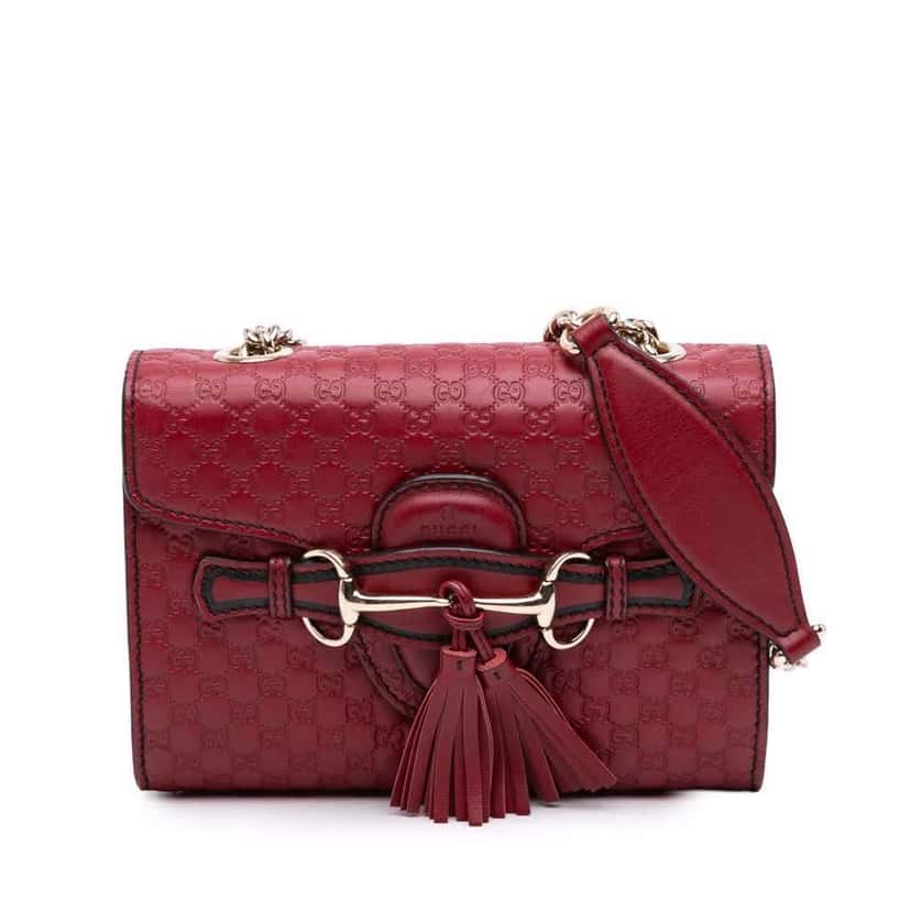 Gucci Mini Microguccissima Emily Crossbody Red Leather Good condition - Front View