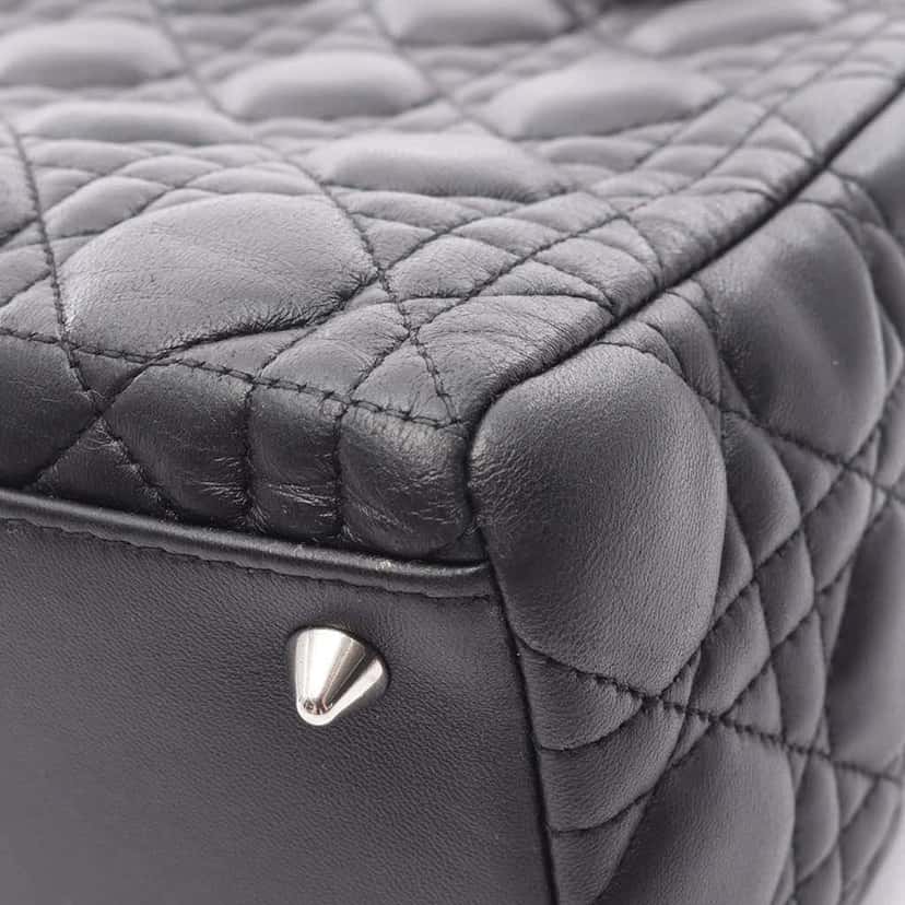Dior Medium Lambskin Cannage Lady Dior Black Leather Good condition - Box View
