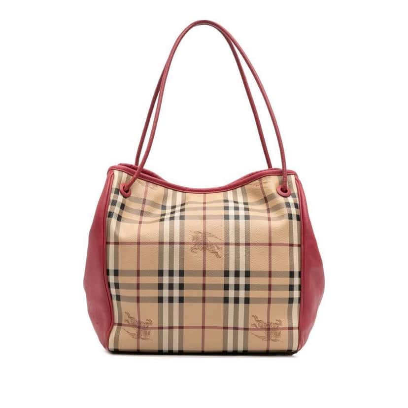 Burberry Small Haymarket Check Coated Canvas Canterbury Tote Brown Canvas Good condition - Front View