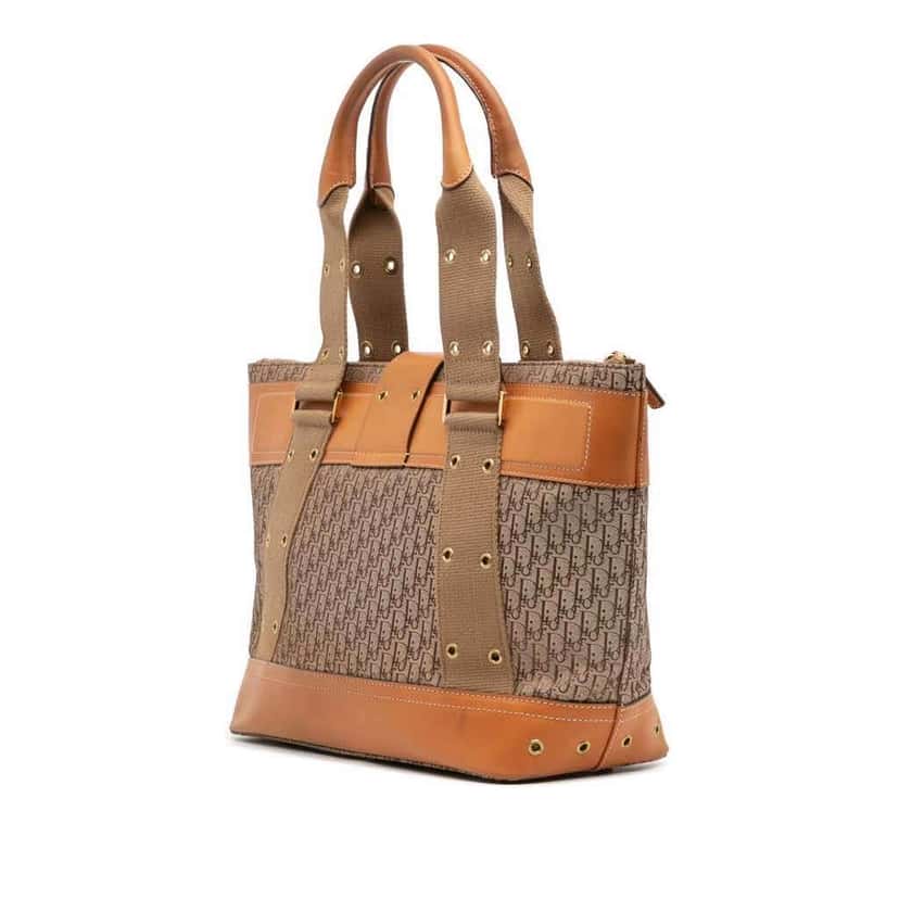 Dior Diorissimo Trotter Canvas Street Chic Columbus Tote Brown Canvas Good condition - Back View