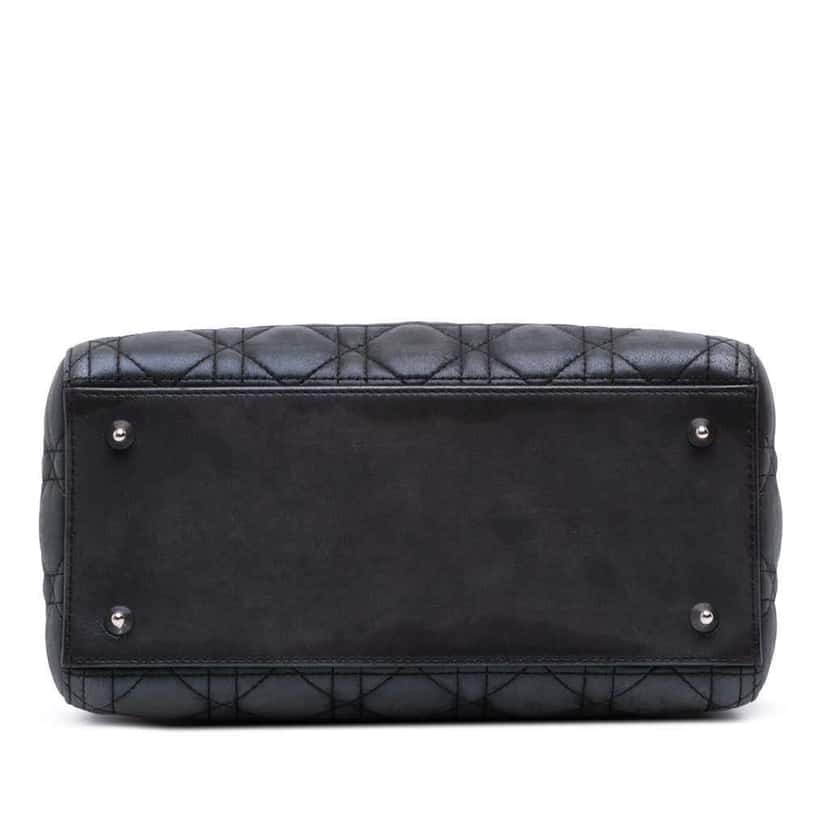 Dior Medium Iridescent Lambskin Cannage Lady Dior Black Leather Good condition - Inside View