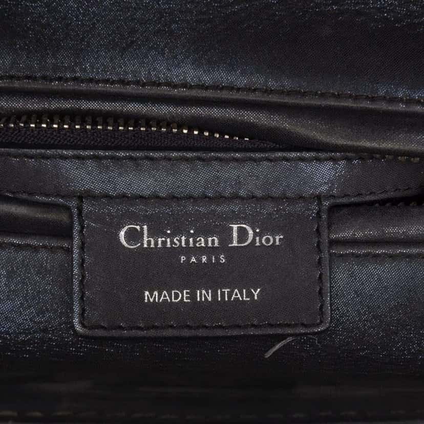 Dior Medium Iridescent Lambskin Cannage Lady Dior Black Leather Good condition - Box View