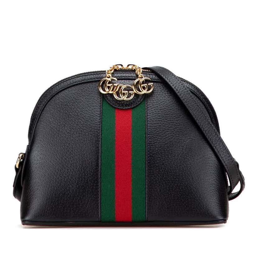 Gucci Small Calfskin Ophidia Dome Crossbody Black Leather Good condition - Front View