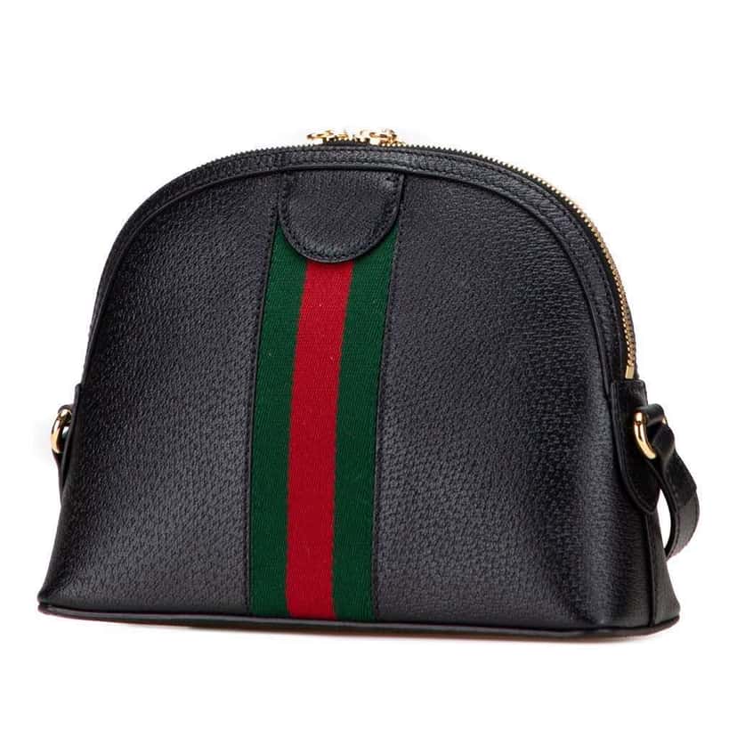 Gucci Small Calfskin Ophidia Dome Crossbody Black Leather Good condition - Back View