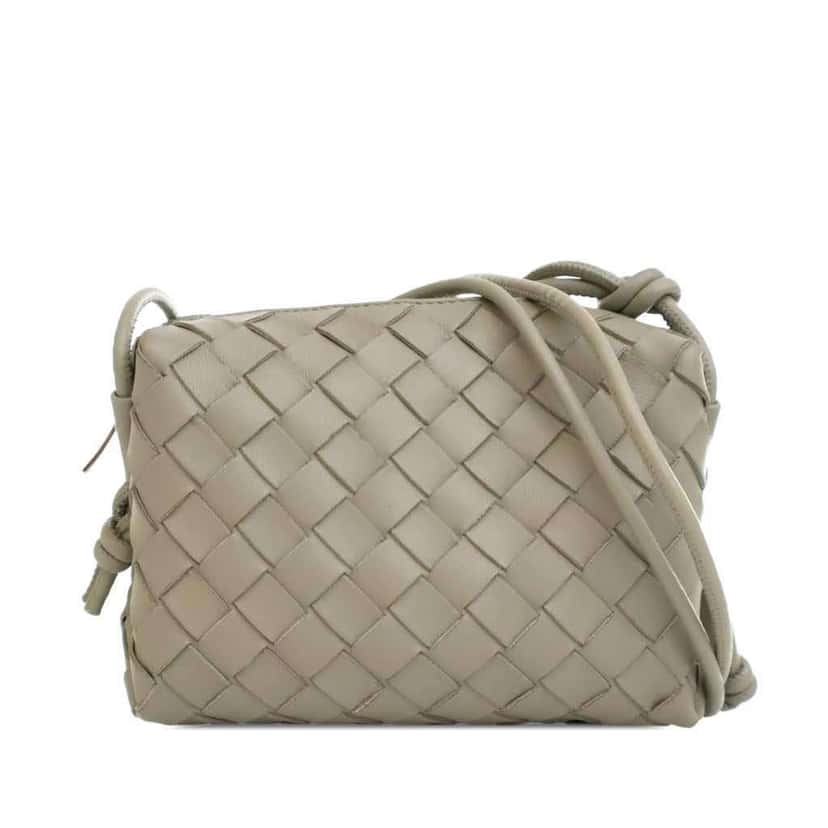 Bottega Veneta Mini Lambskin Intrecciato Loop Camera Bag Green Leather Good condition - Front View