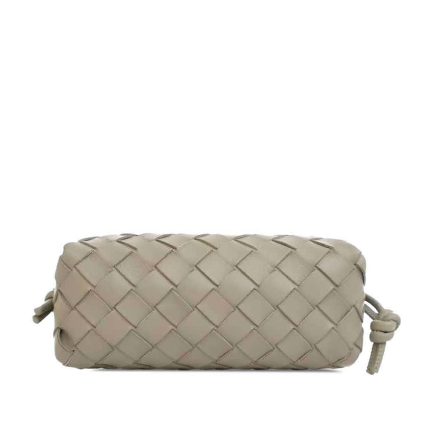 Bottega Veneta Mini Lambskin Intrecciato Loop Camera Bag Green Leather Good condition - Model View