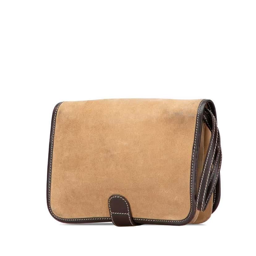 Loewe Suede Anagram Clutch Brown Leather Good condition - Back View